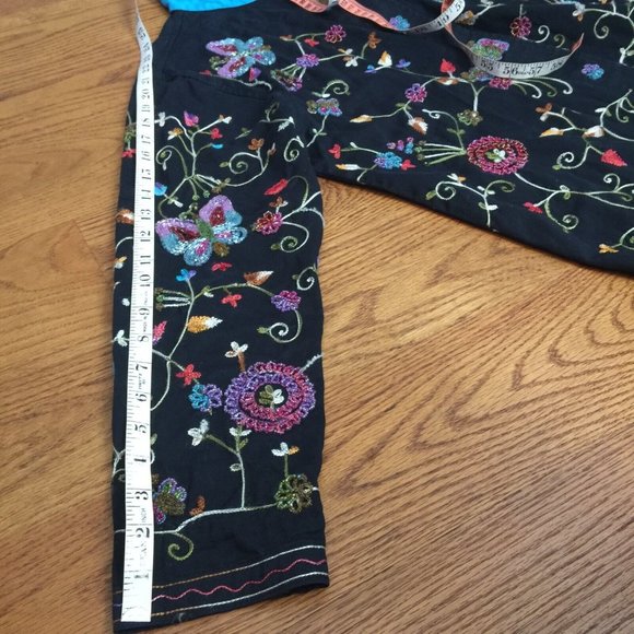 THE QUACKER FACTORY EMBROIDERED FLORAL BEADED JACKET WOMENS M BLACK GLAM BOHO - Picture 7 of 11